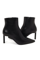Woman Black Zip Closure Stiletto Heel Leather Boots | Derimod