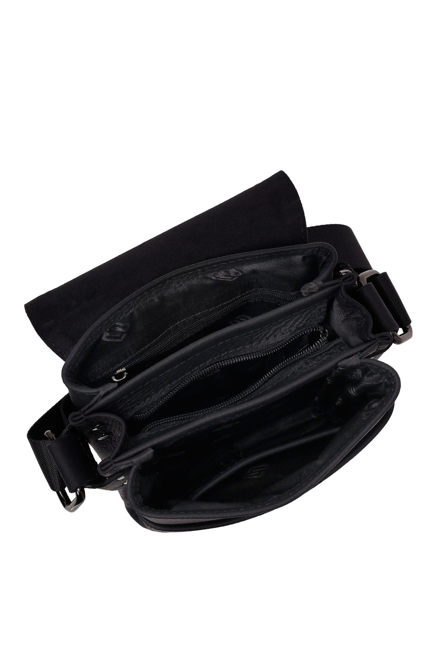 Male Black Long-Strap Leather Messenger Bag