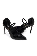 Woman Black Buckled High Thin-Heeled Patent Leather Leather Shoes | Derimod