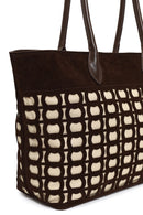 Woman Brown Patterned Suede Shoulder Bag | Derimod