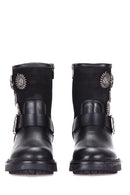 Women's Leather Boots with Metal Detail | Derimod