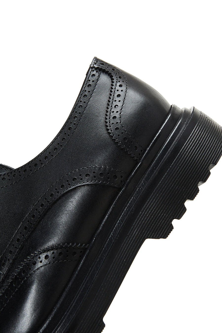 Men's Black Lace-Up Thick-Soled Leather Casual Shoes