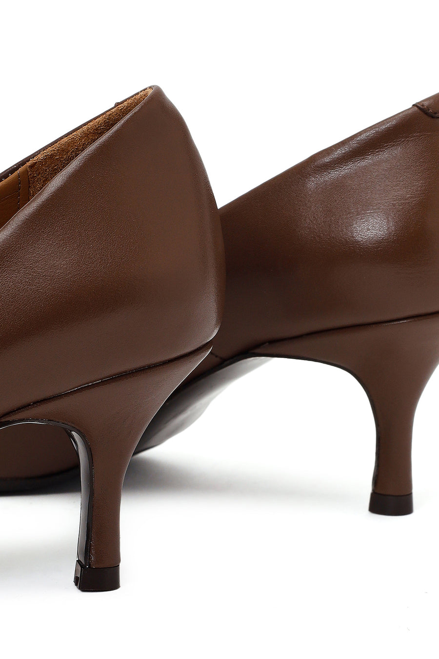 Woman Light Brown Leather Stiletto with Thin Heel