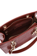 Women's Claret Red Long Strap Crocodile Patterned Classic Shoulder Bag | Derimod