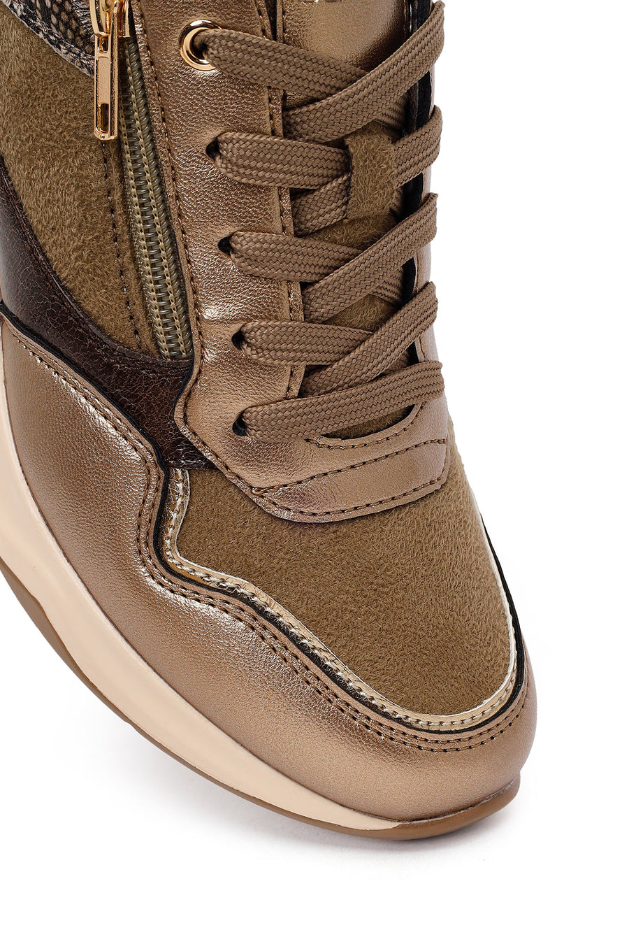 Woman Mink Lace-Up Wedge Sneaker