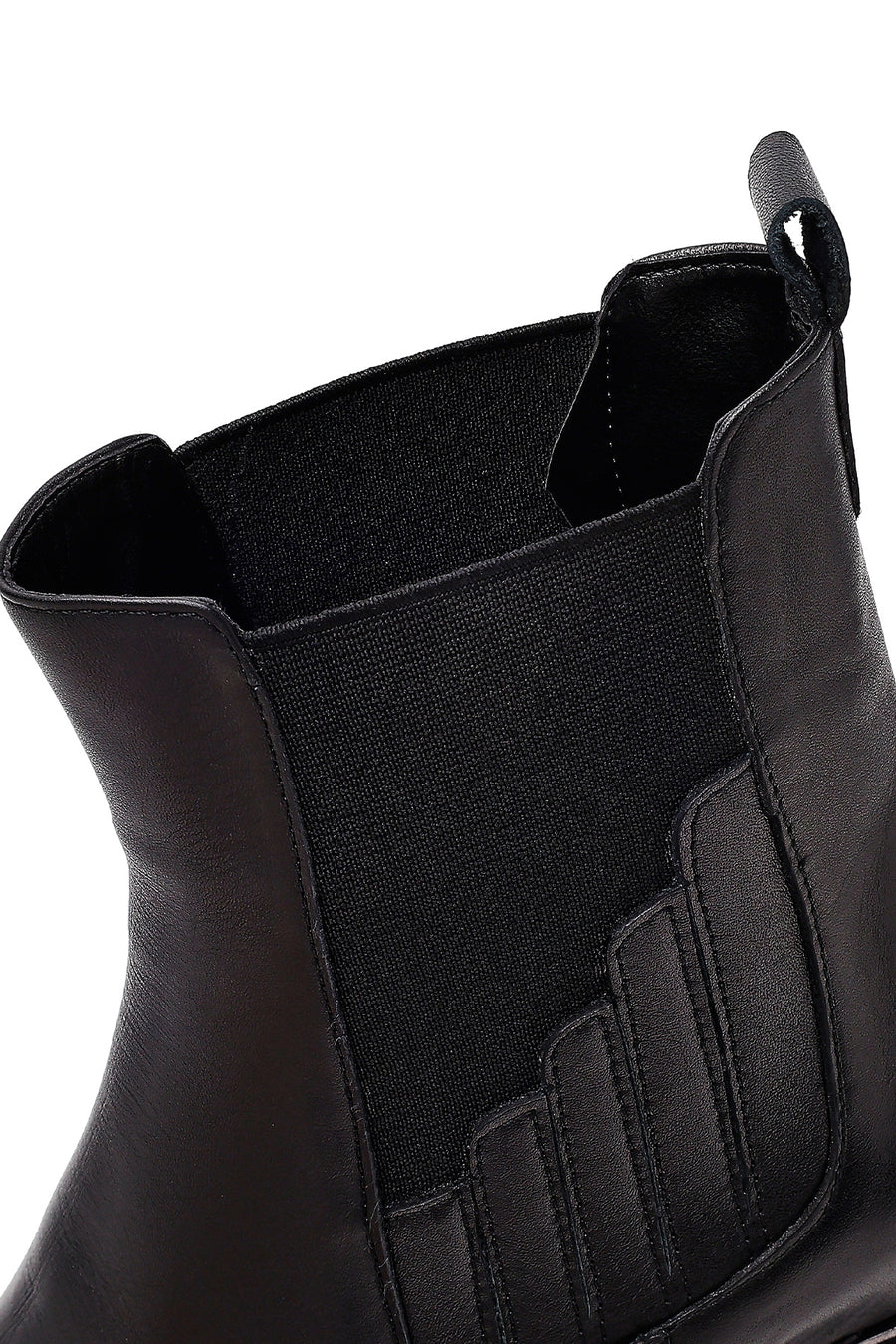 Women's Black Thick Heeled Leather Chelsea Boots