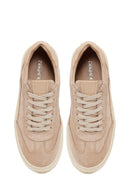 Woman Beige Lace-Up Suede Leather Sneaker | Derimod