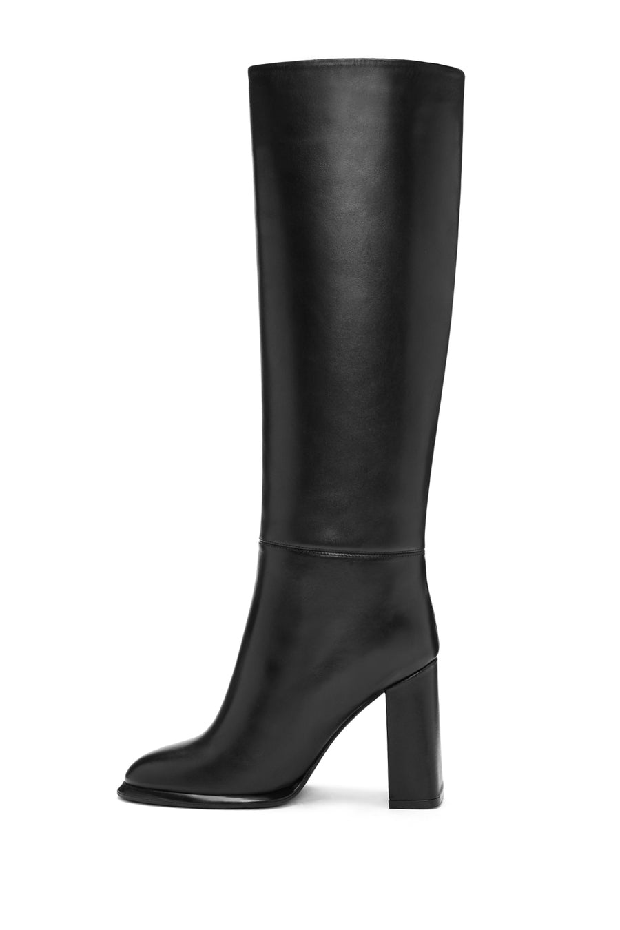 Women's Black High Thick Heel Leather Boots
