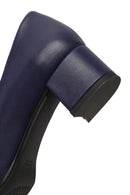 Derimod Flex Women Navy Blue Thick Heeled Leather Shoes | Derimod