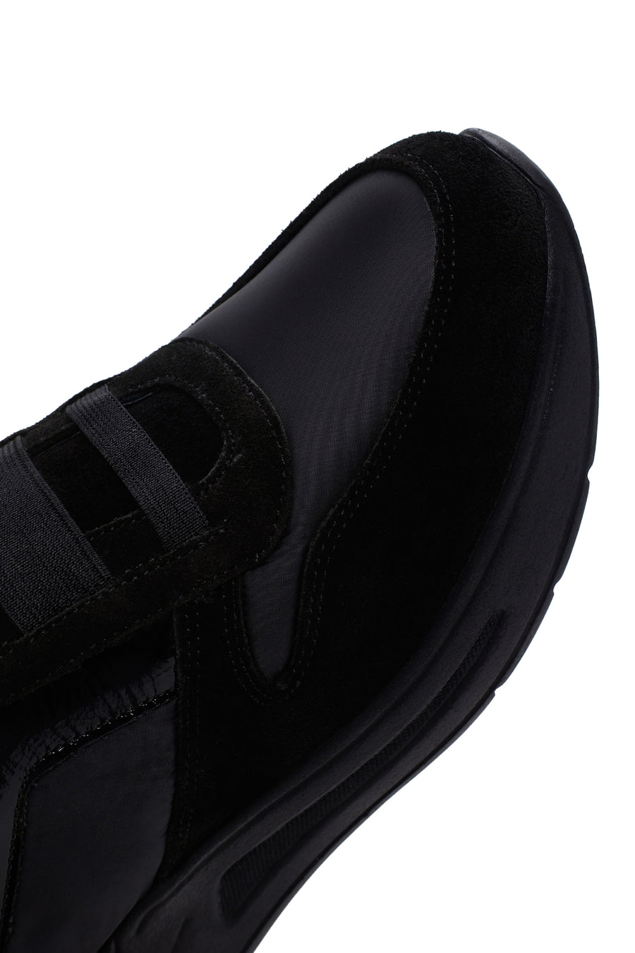 Women's Black Thick Soled Leather Sports Shoes