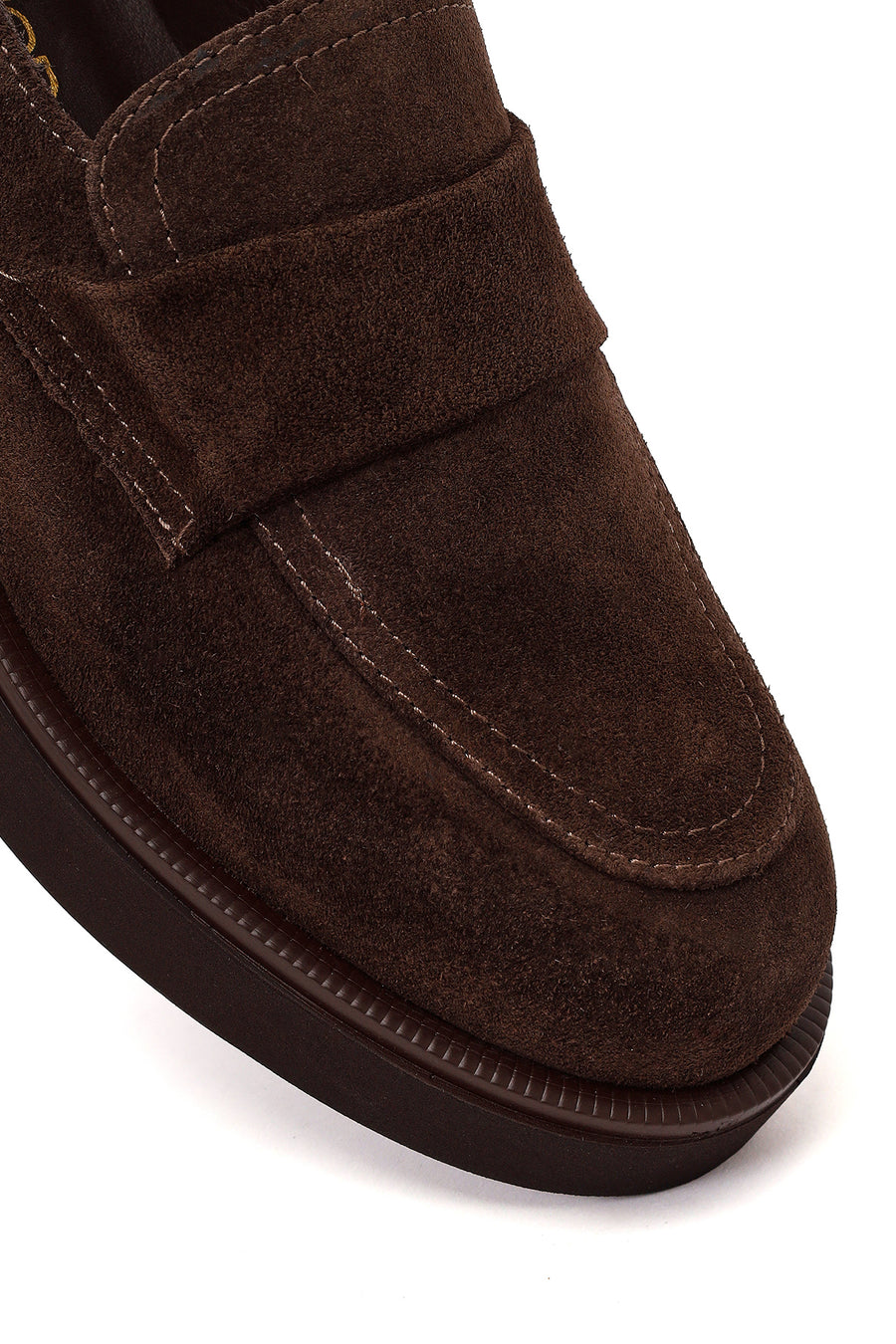 Woman Dark Mink Suede Masculine Loafer