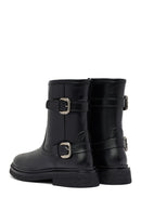 Woman Black Zippered Leather Boat | Derimod