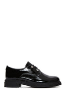 Women's Black Patent Leather Masculine Shoes | Derimod