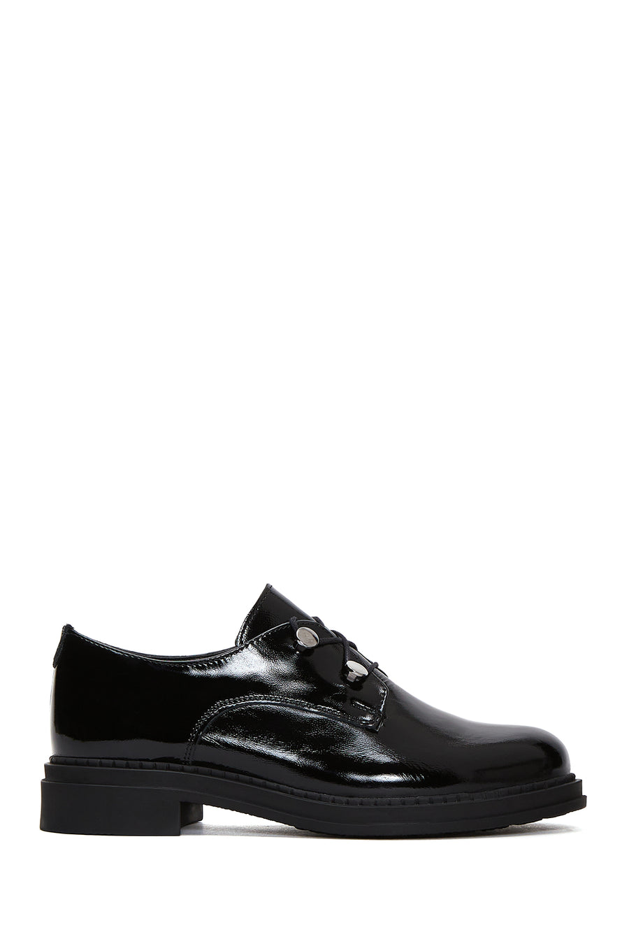 Women's Black Patent Leather Masculine Shoes 22WFD417416 | Derimod