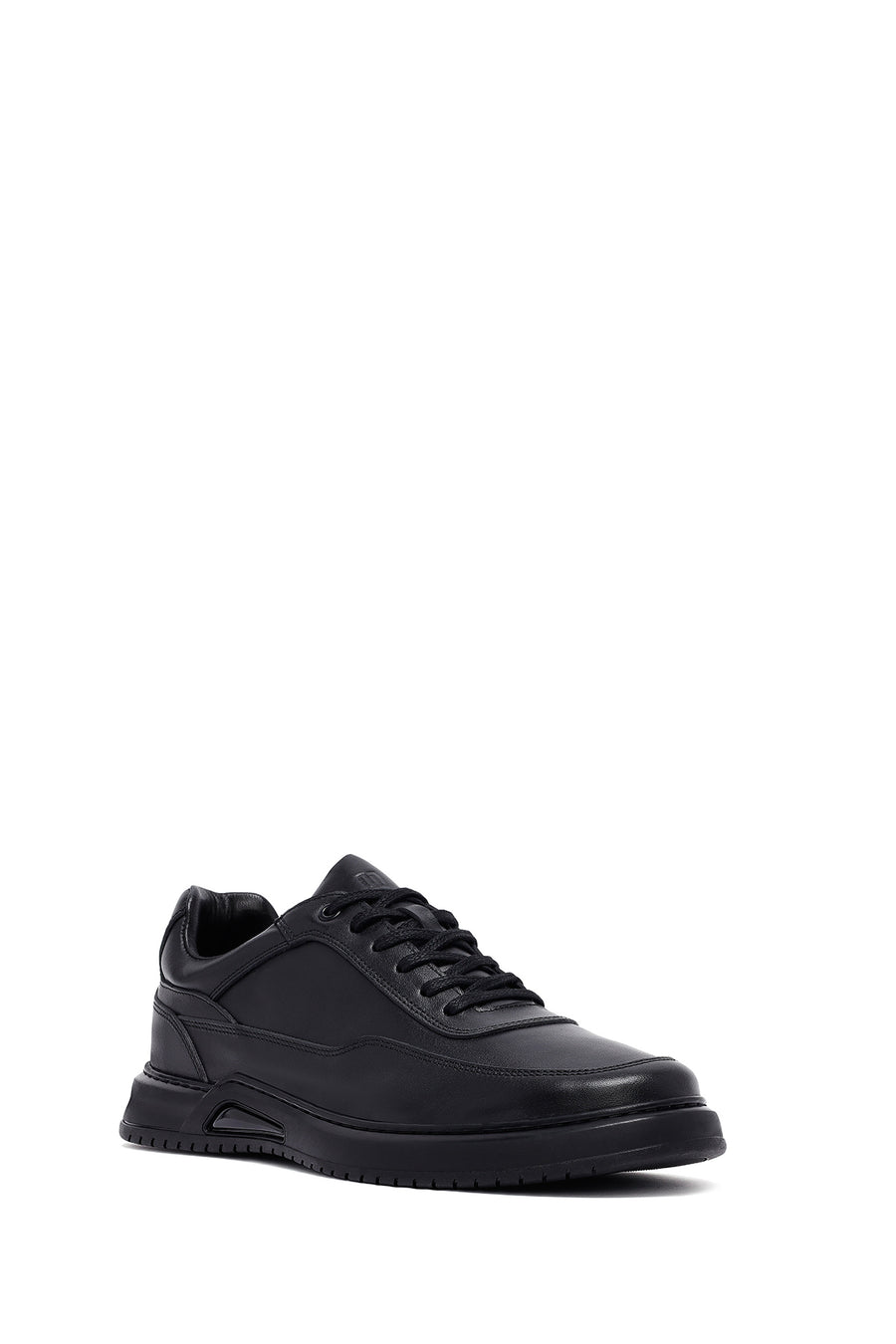 Men's Black Lace-Up Leather Casual Sneakers