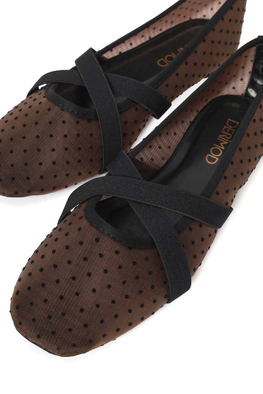 Woman Brown Patterned Fabric Ballet Flats