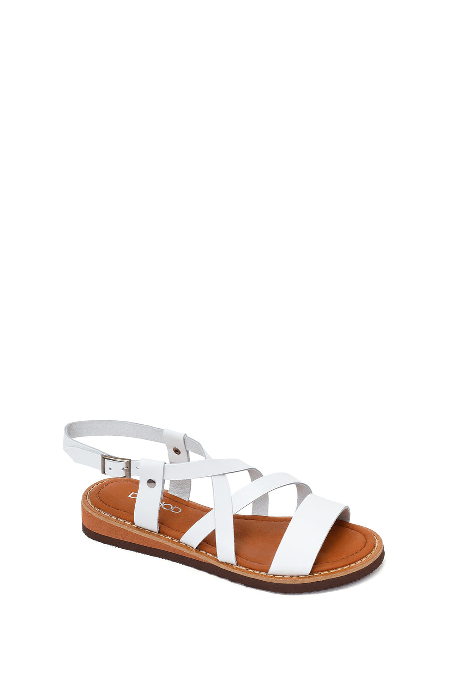 Woman White Ankle-Strap Buckled Leather Bodrum Sandal
