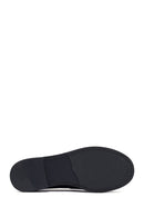 Woman Black Leather Masculine Loafer | Derimod