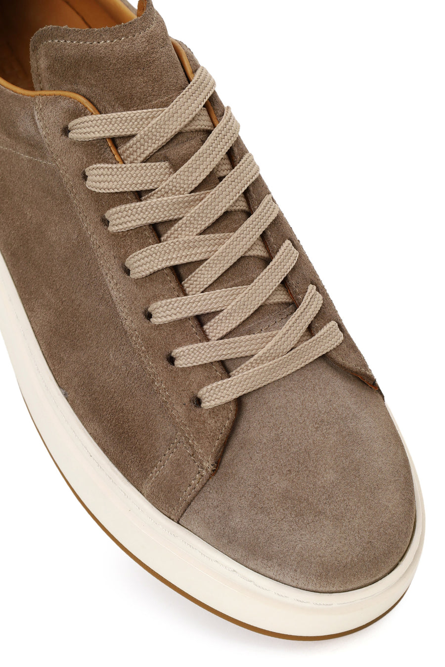 Male Beige Lace-Up Thick-Soled Suede Leather Sneaker