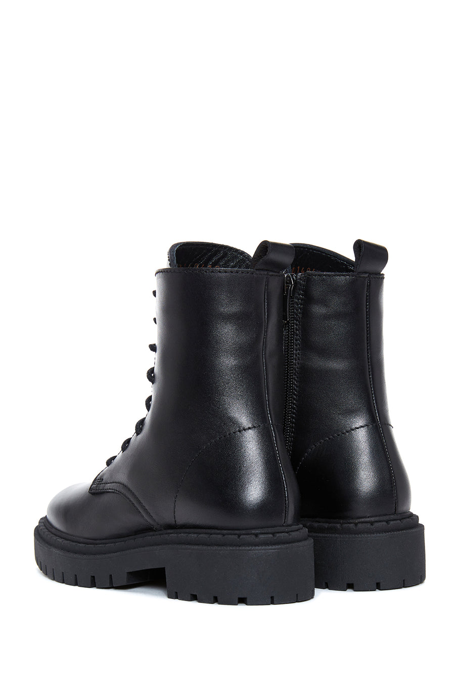 Women's Black Zippered Leather Boots