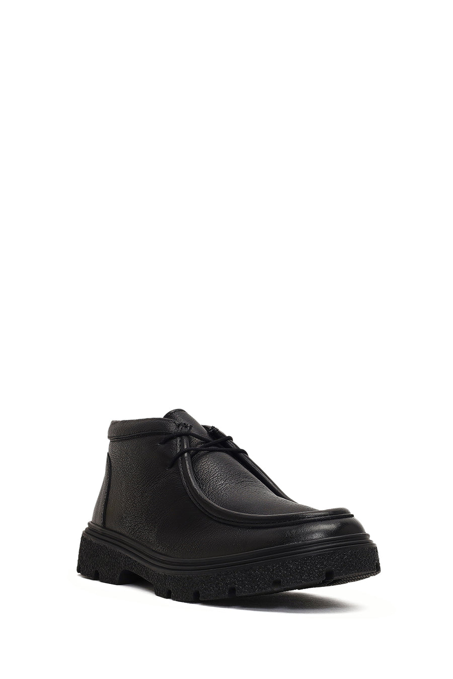 Men's Black Lace-Up Leather Casual Boot