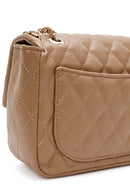 Women's Beige Long Strap Quilted Patterned Shoulder Bag | Derimod