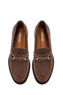 Woman Mink Buckled Suede Loafer | Derimod