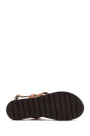 Women's Tan Thick Soled Leather Bodrum Sandals | Derimod