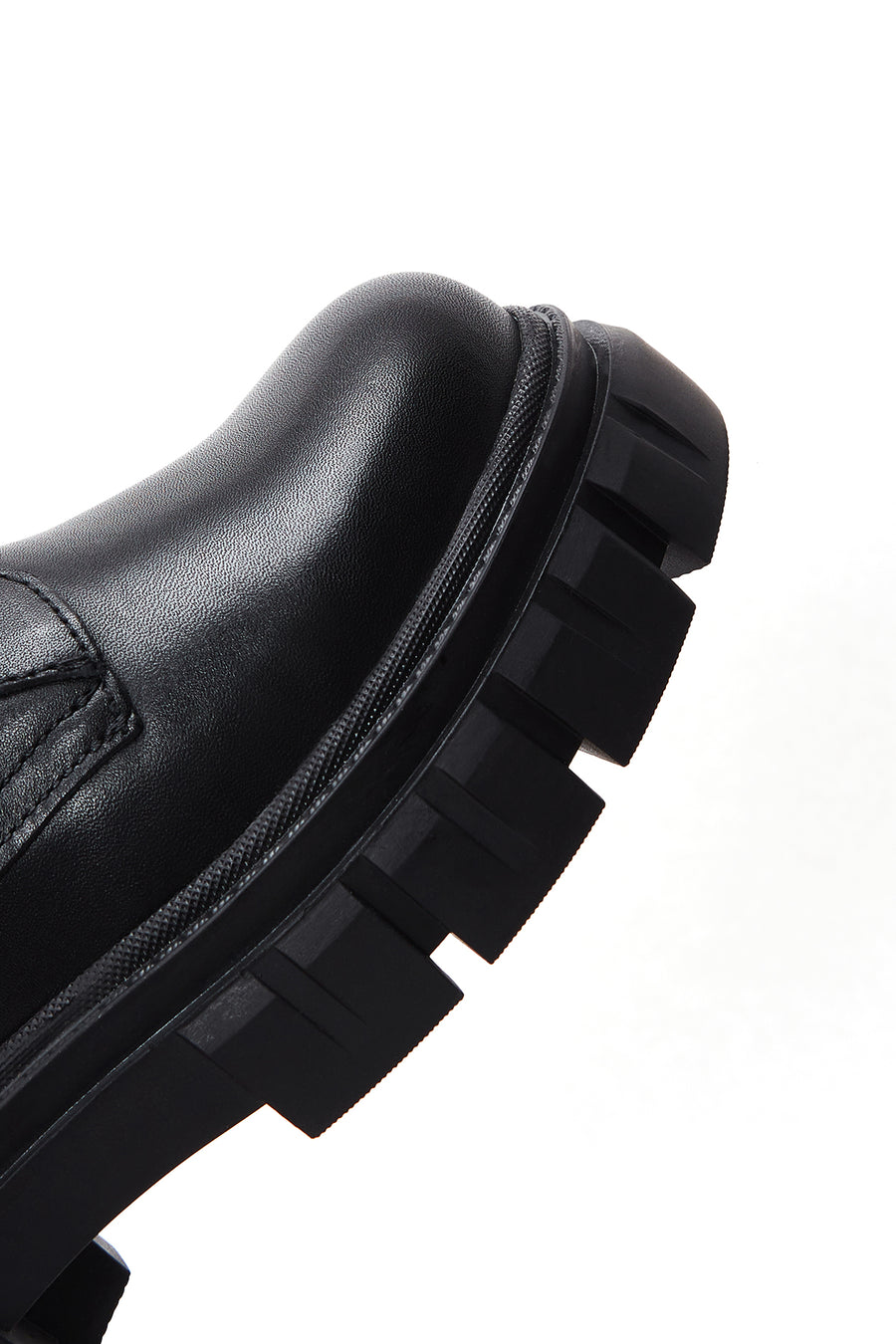 Women's Black Thick Soled Leather Boots