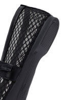 Woman Black Netted Buckled Ballerinas | Derimod
