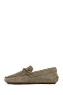 Men's Khaki Suede Leather Loafer | Derimod