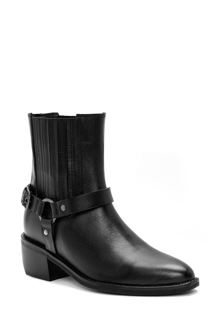 Women's Black Heeled Leather Cowboy Boots
