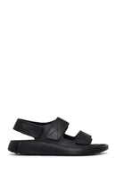 Male Black Strap Leather Sandals | Derimod