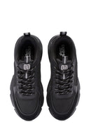 Erkek Siyah Bağcıklı Deri Sneaker | Derimod