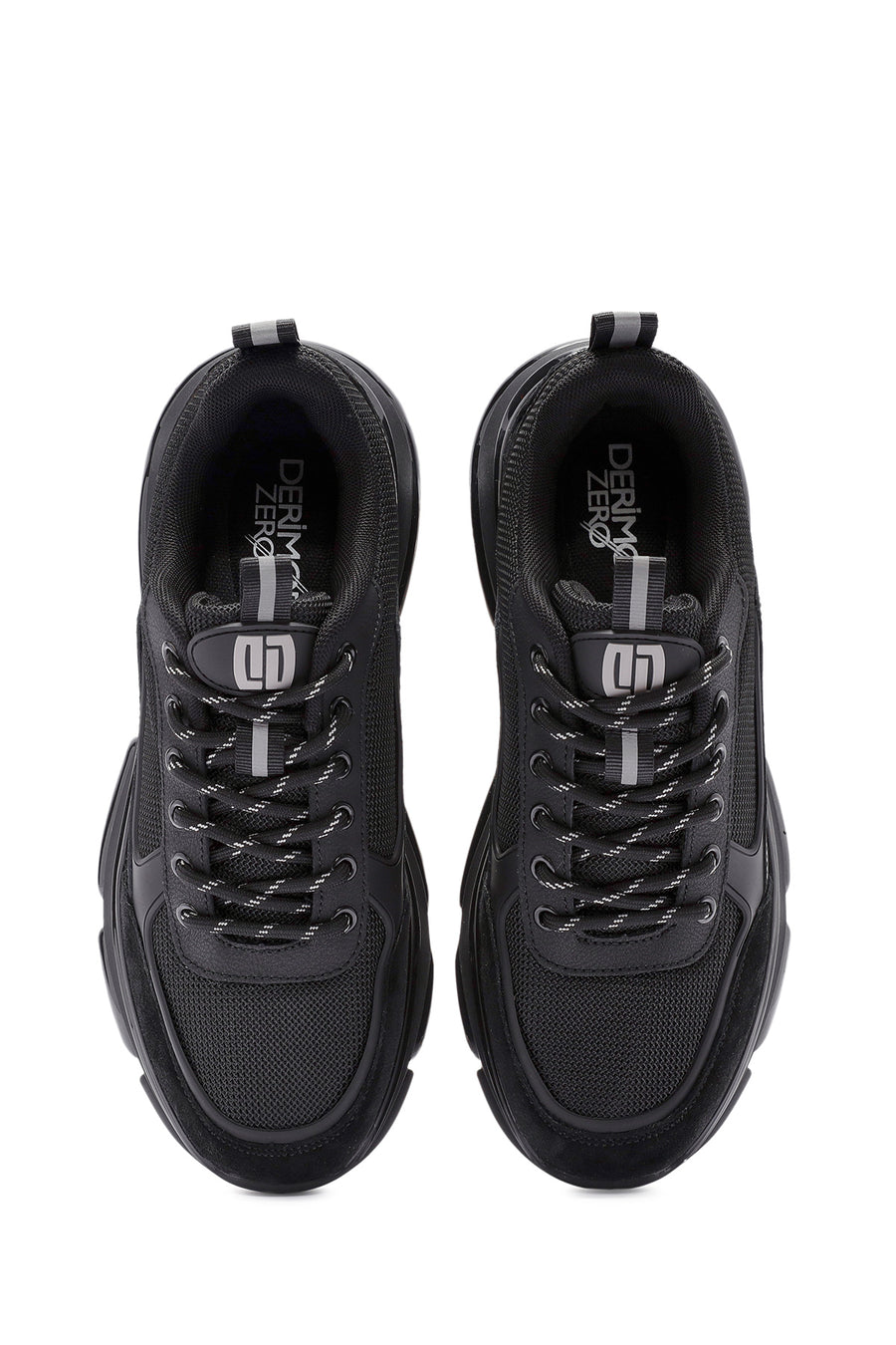 Erkek Siyah Bağcıklı Deri Sneaker