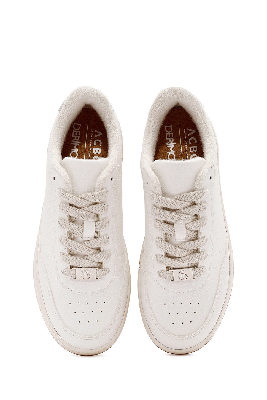 ACBC x Derimod Women's White Lace-Up Sneakers