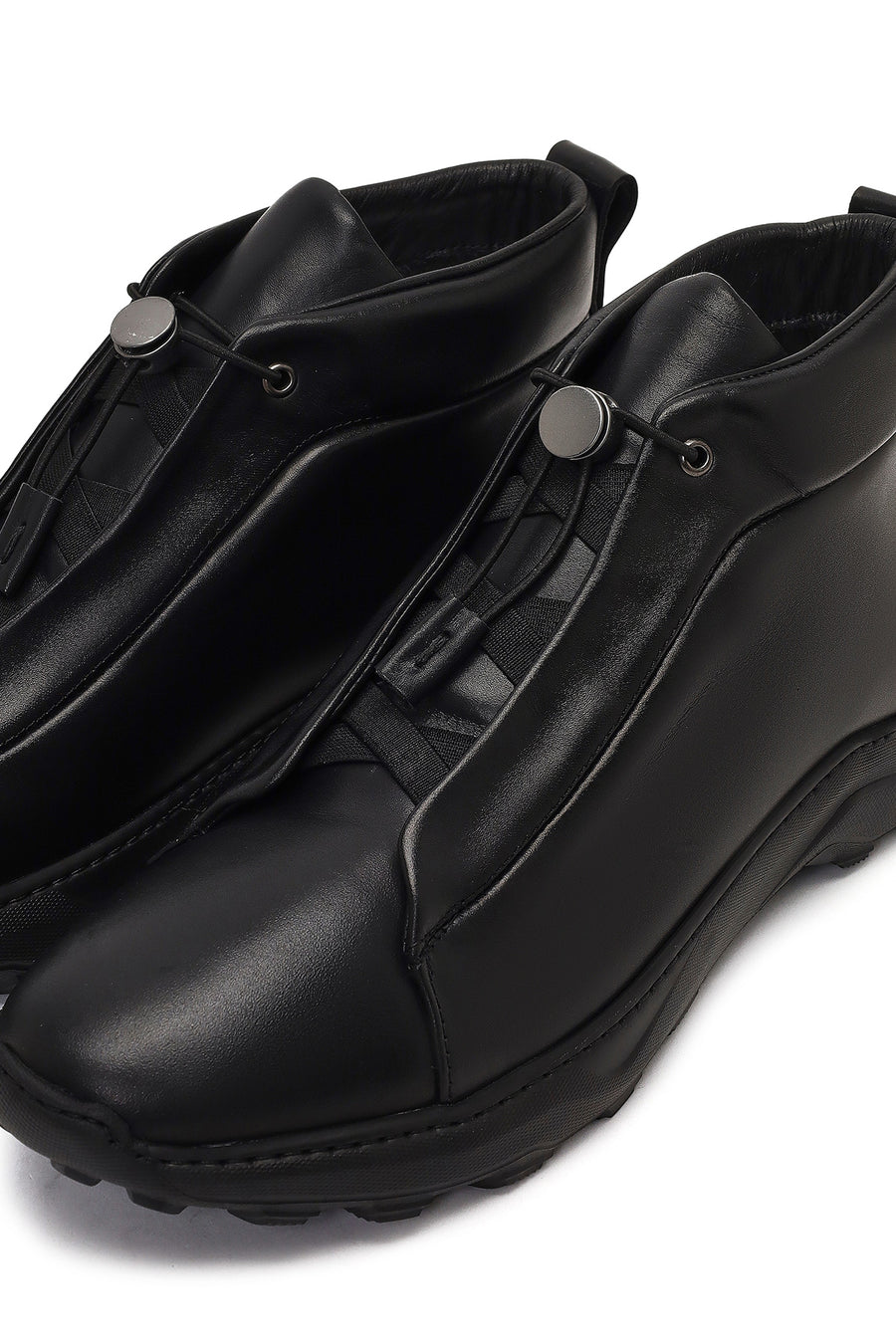 Men's Black Lace-Up Thick-Soled Leather Casual Boot