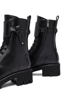 Women's Black Zippered Thick-Soled Leather Ankle Boots | Derimod