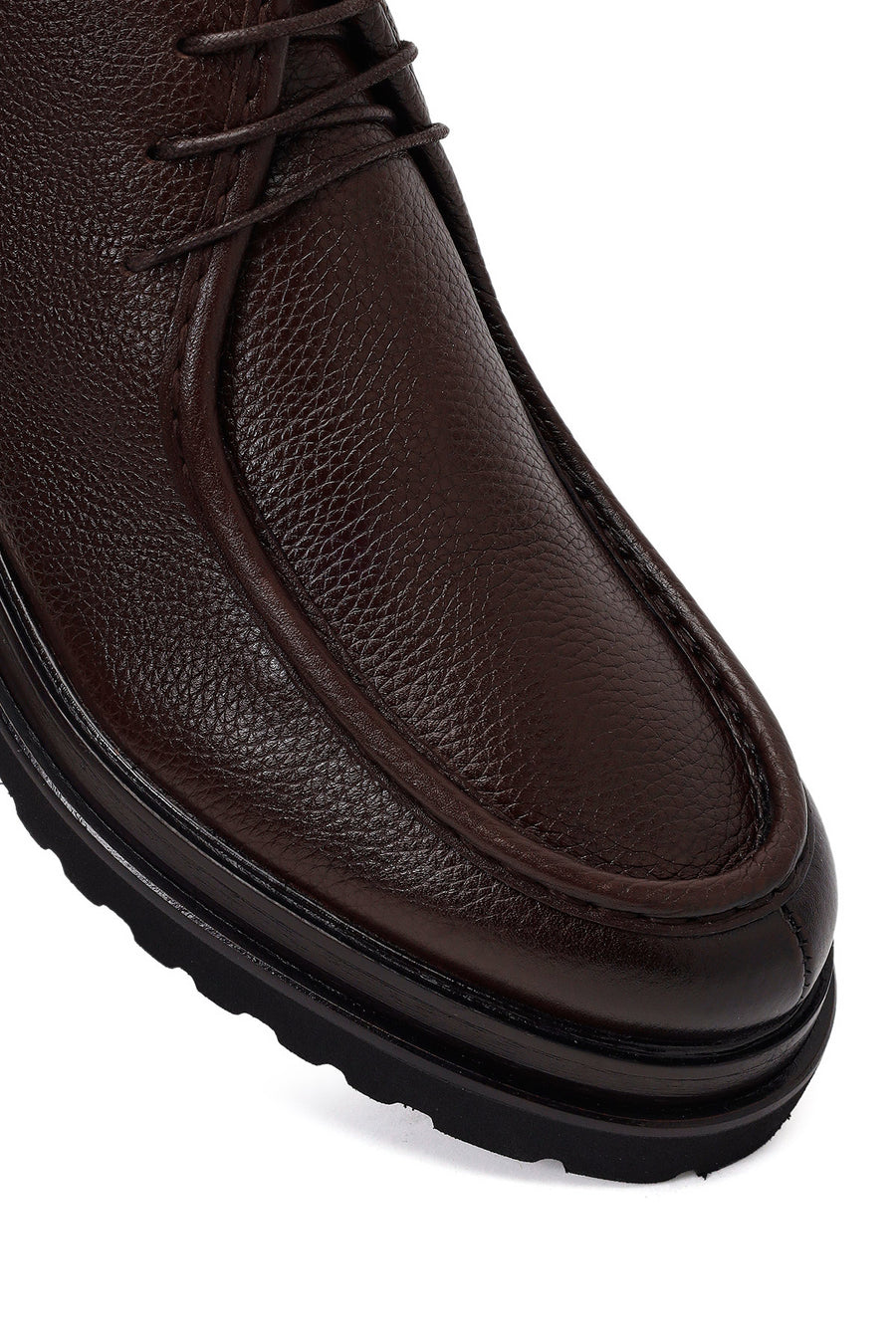 Male Brown Lace-up Leather Casual Boots