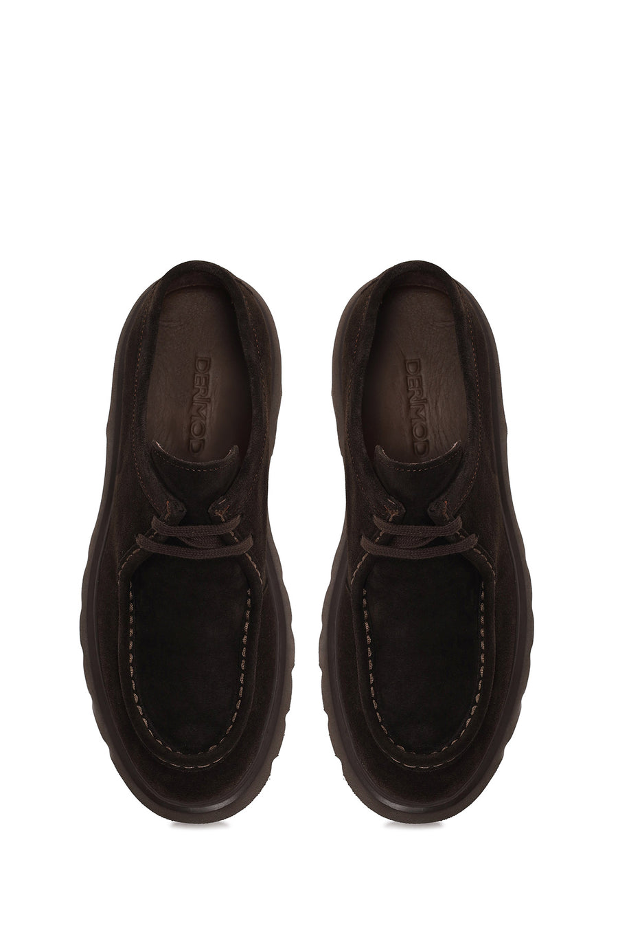 Male Brown Lace-Up Thick-Soled Suede Casual Shoes