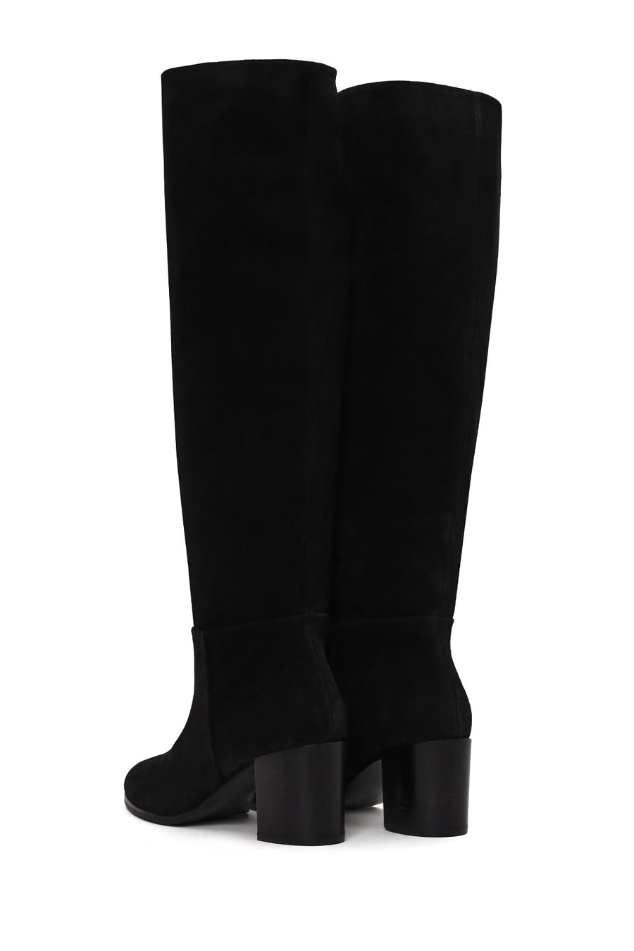 Woman Black Thick-Heeled Suede Boots