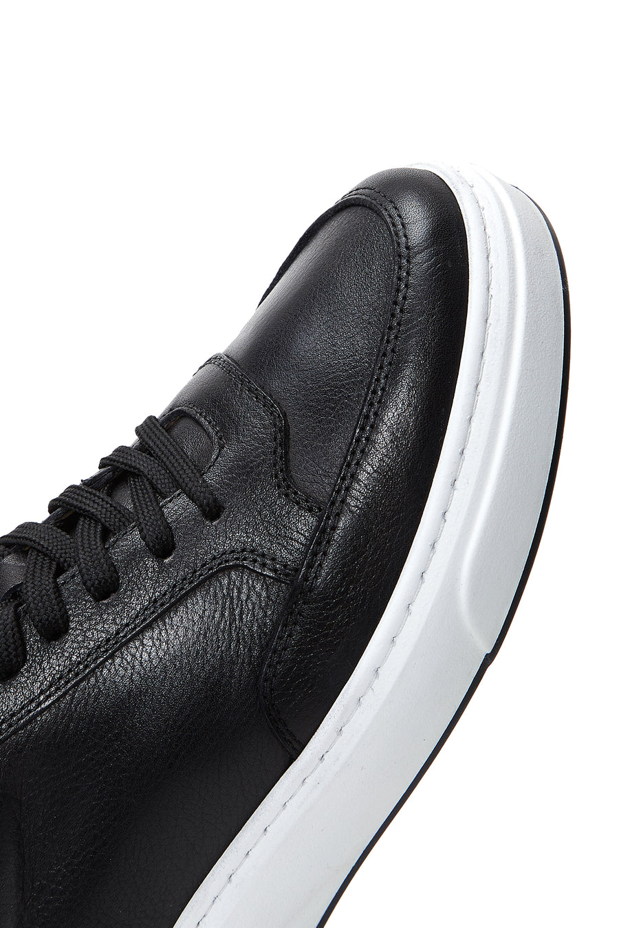 Men's Black Lace-up Leather Sneaker