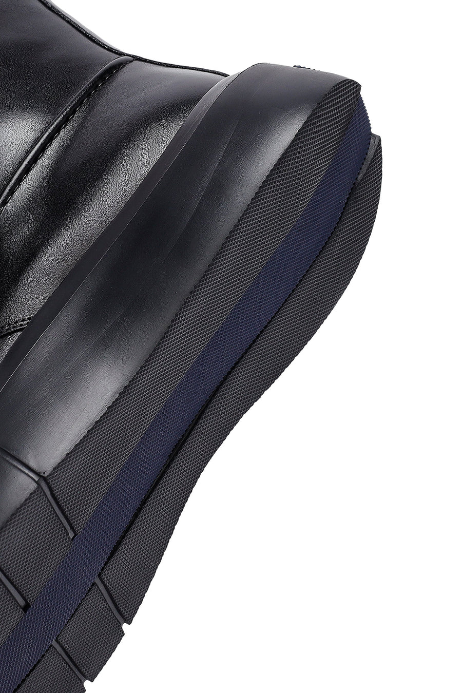 Men's Black Zippered Thick Sole Leather Boat