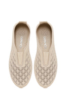 Woman Cream Patterned Leather Comfort Shoes | Derimod