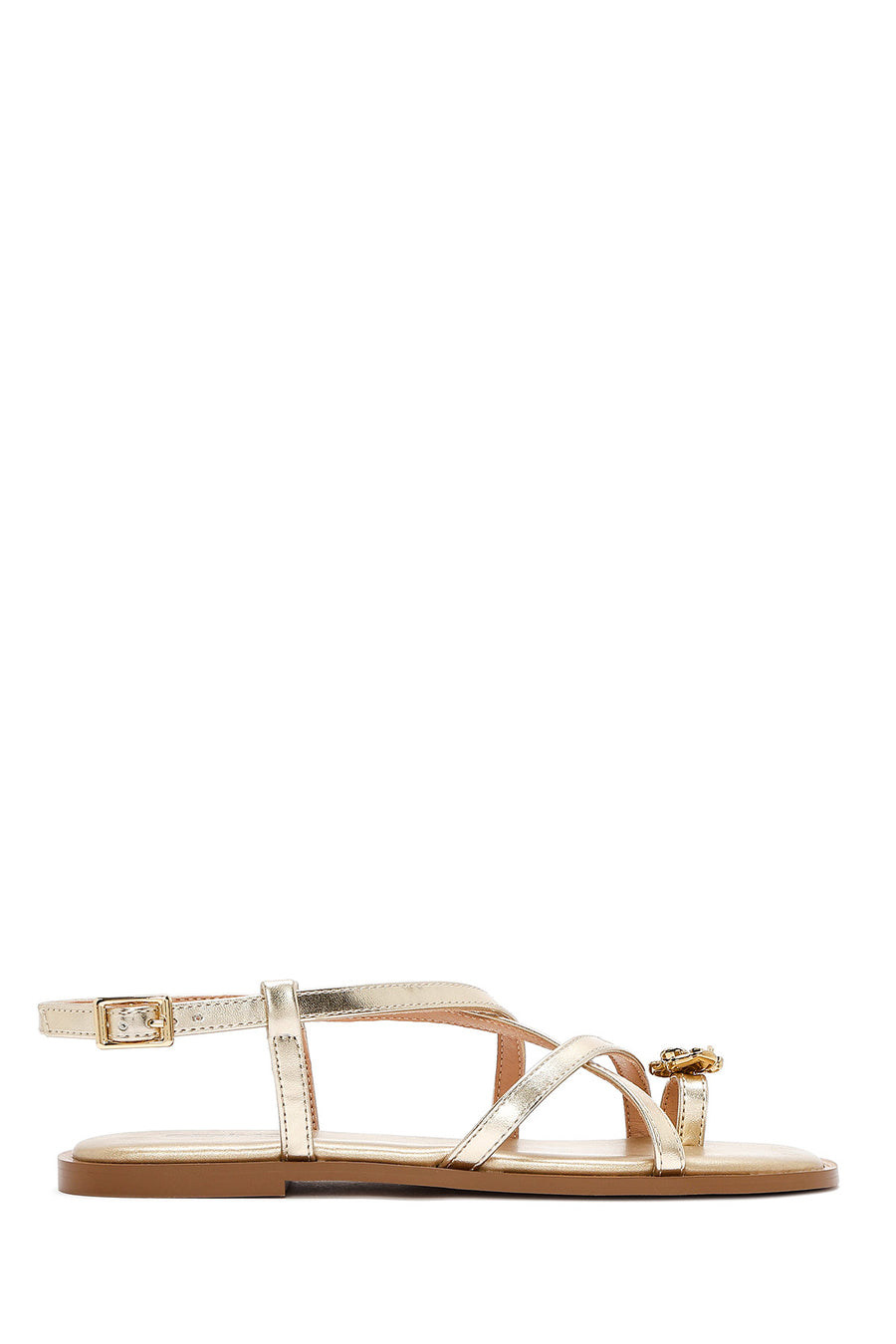 Women's Gold Metallic Flip Flop Sandals 25SFD442232 | Derimod