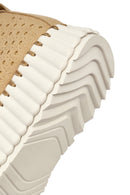 Woman Camel Lace-Up Thick-Soled Patterned Suede Comfort Shoes | Derimod