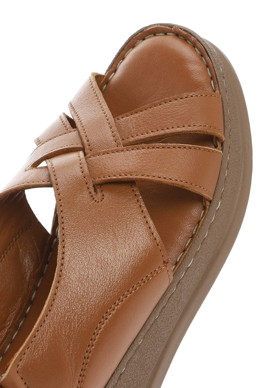 Women's Brown Thick Soled Leather Comfort Sandals