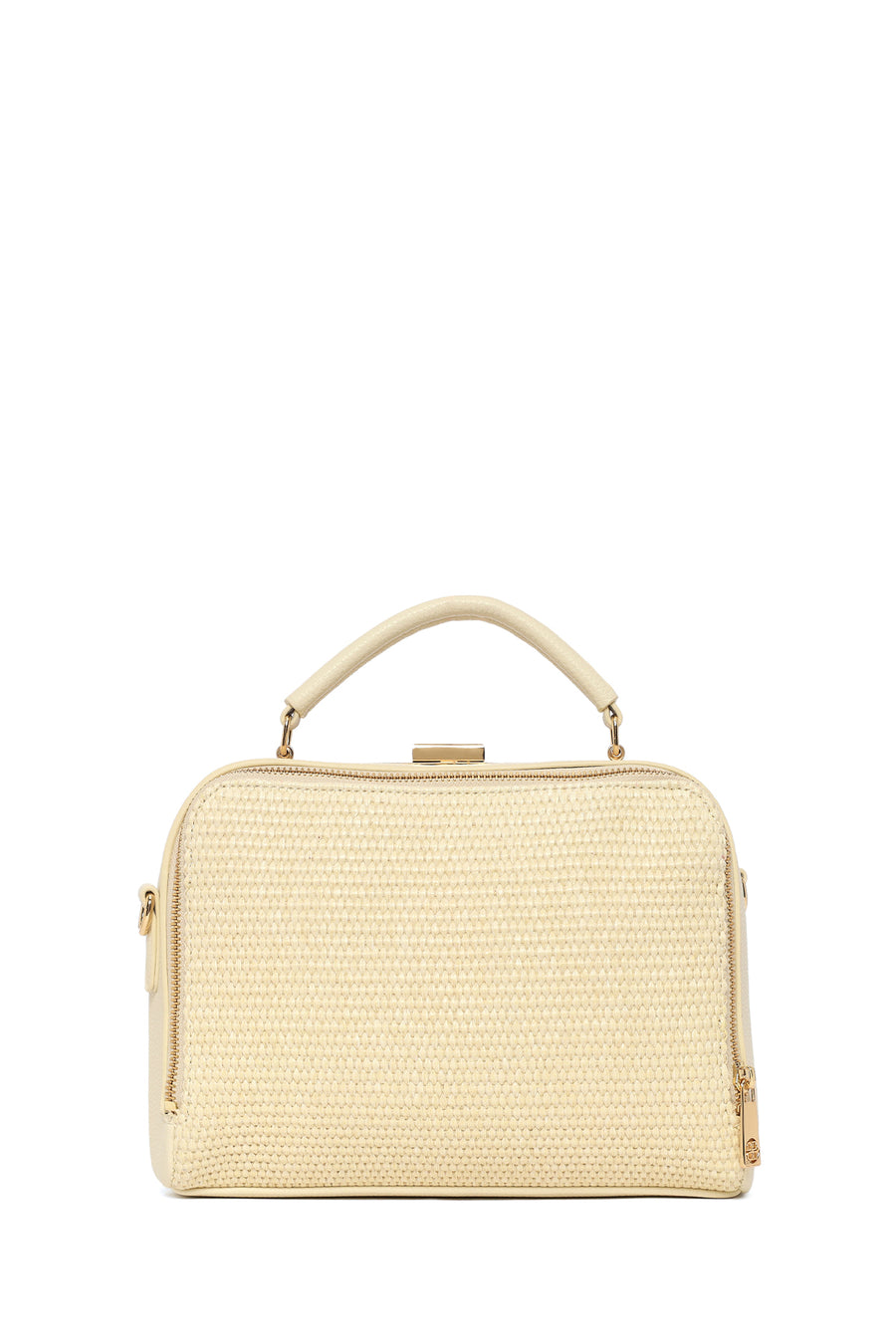 Women's Cream Long Strap Straw Handle Bag