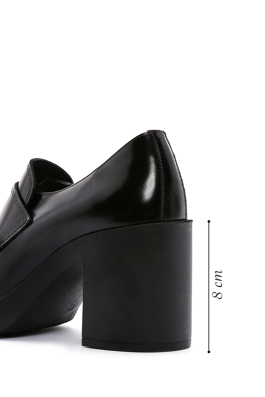 Kadın Siyah Rugan Deri Topuklu Loafer