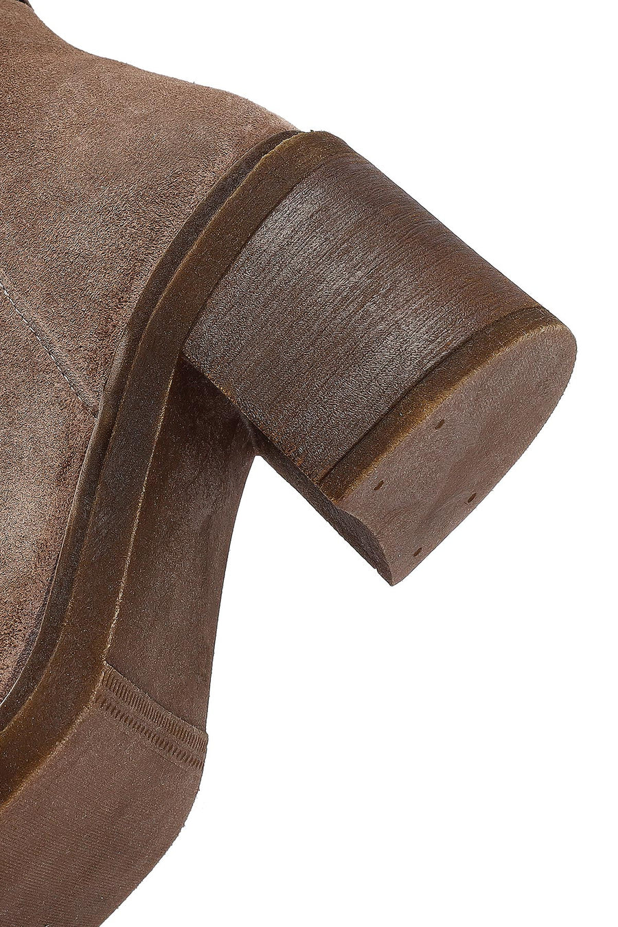 Woman Mink Suede Chunky Heel with Zipper Leather Boat